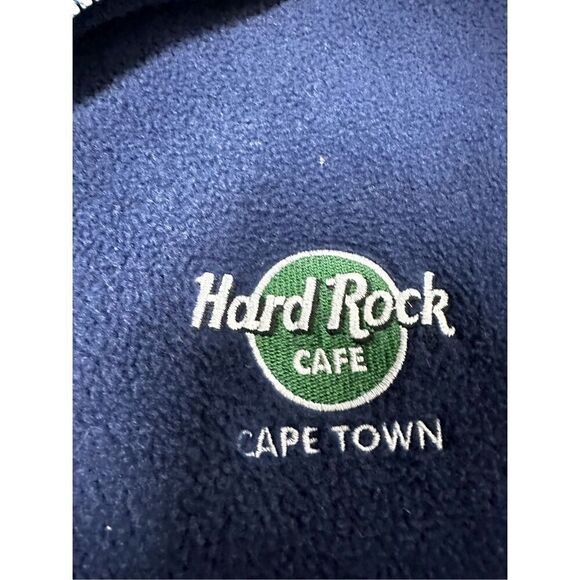 Hard Rock Cafe Cape Town Fleece Embroidered Pullover Size S 1/3 Zip Blue Green - Picture 5 of 10
